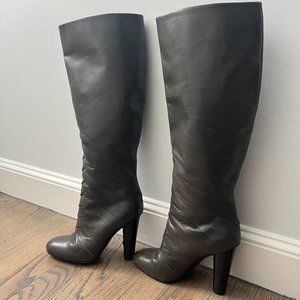 Elie Tahari Genuine Leather Knee High Boots Women Size 38.5 Gray